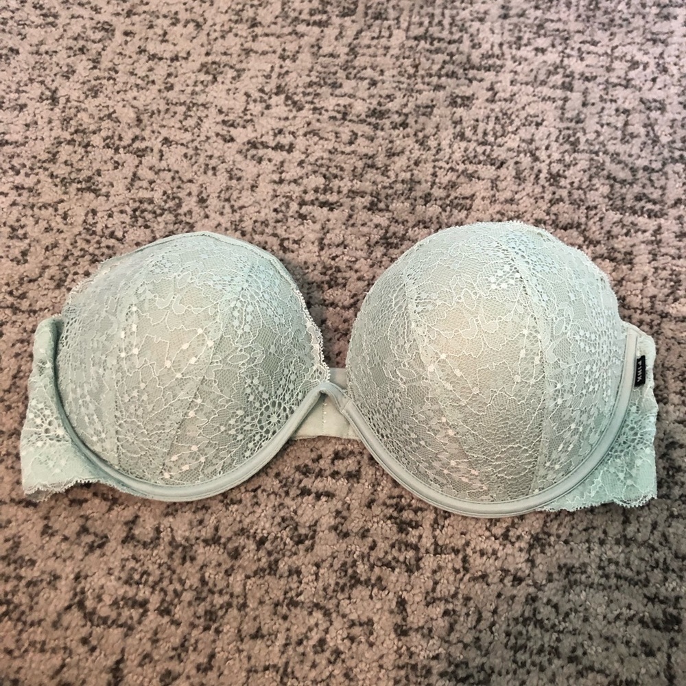 PINK Victoria’s Secret Mint Green Laced Date Plunge Push Up Multi-Way Bra
